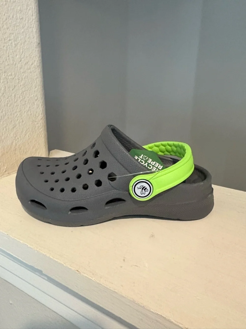 Joybees Harper Slip-On Clogs Charcoal/Lime - Kids Child Toddler Size 8 / 9